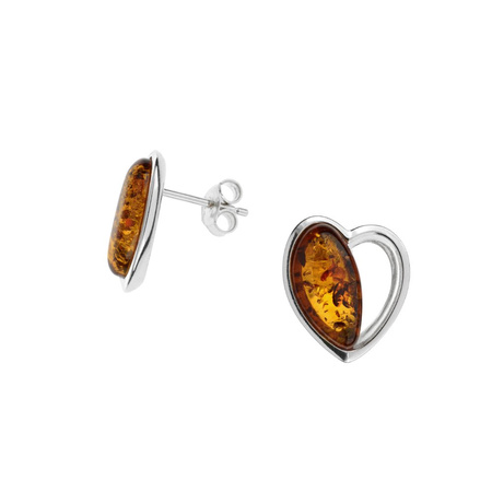 Silver earrings with amber