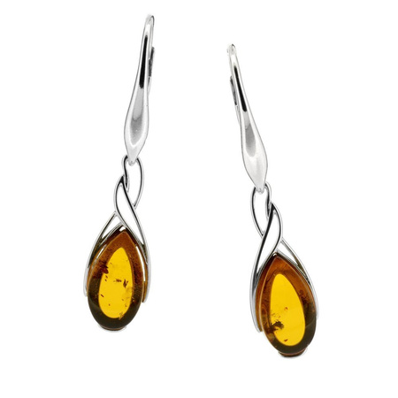 Silver earrings with amber