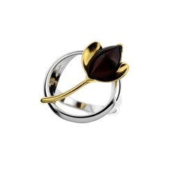 Silver ring with amber