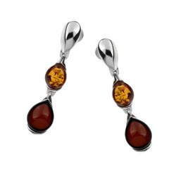 Silver earrings with amber