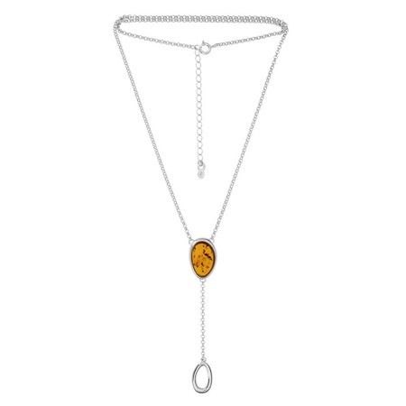 Silver necklace with amber