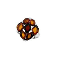 Silver ring with amber