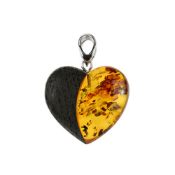 Silver pendant with amber- heart