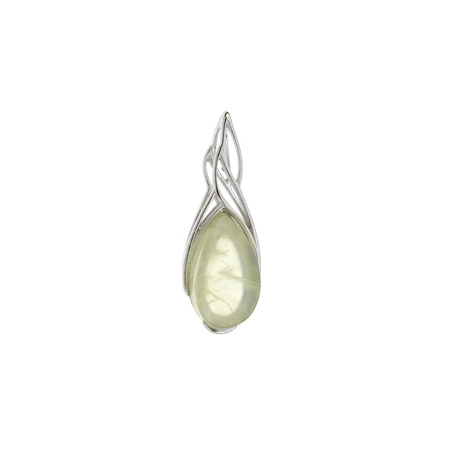 Silver pendant with prehnite