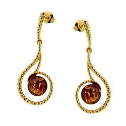 Silver earrings with amber