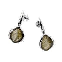 Silver earrings with labradorite