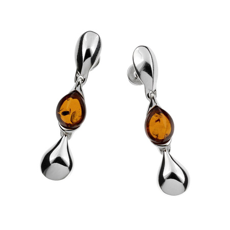 Silver earrings with amber