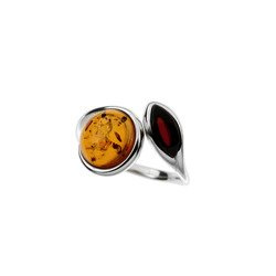 Silver ring with amber