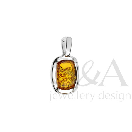 Silver pendant with amber