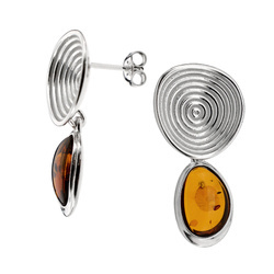 Silver earrings with amber