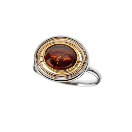 Silver ring with amber