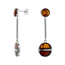 Silver earrings with amber