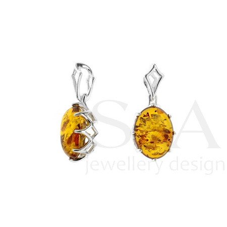 Silver pendant with amber