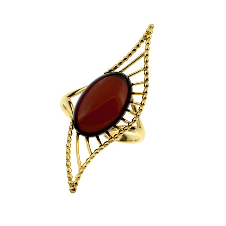 Silver ring with amber