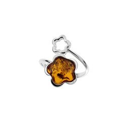 Silver ring with amber