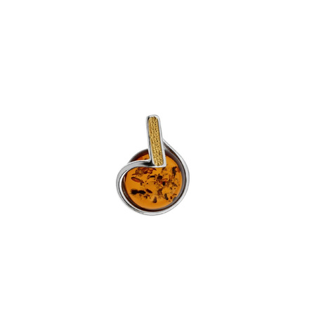 Silver pendant with amber