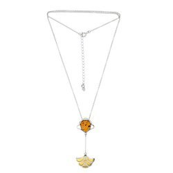 Silver necklace with amber