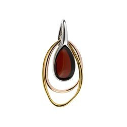 Silver pendant with amber