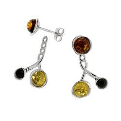 Silver earrings with amber