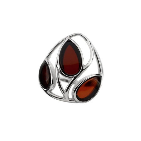 Silver ring with amber