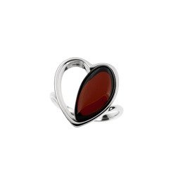 Silver ring with amber