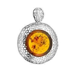 Silver pendant with amber