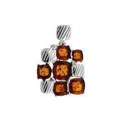 Silver pendant with amber