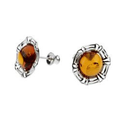 Silver earrings with amber