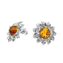 Silver earrings with amber