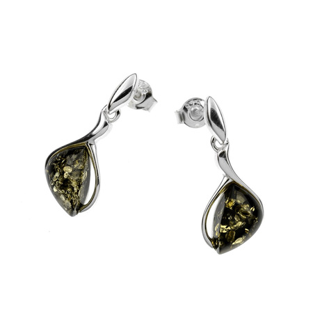 Silver earrings with amber