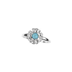 Silver ring with turquoise - daisy