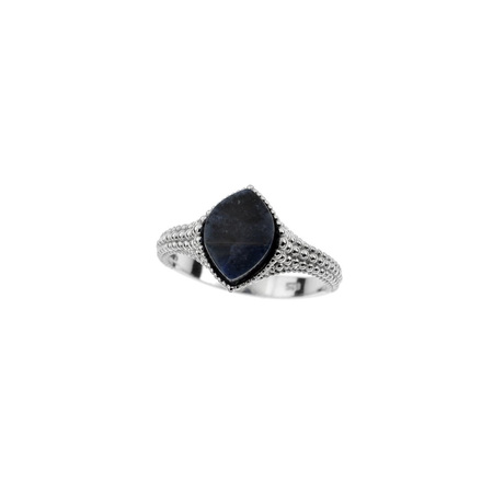 Silver ring with dumortierite