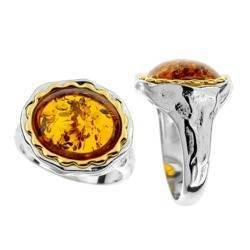 Silver ring with amber