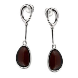 Silver earrings with amber