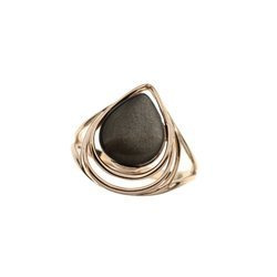 Silver ring with obsidian