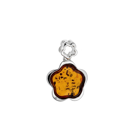 Silver pendant with amber