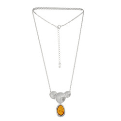 Silver necklace with amber