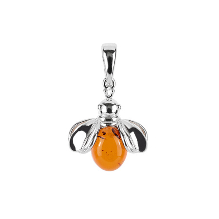 Silver pendant with amber