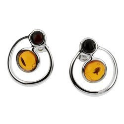 Silver earrings with amber