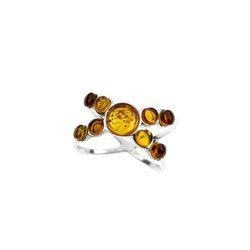 Silver ring with amber