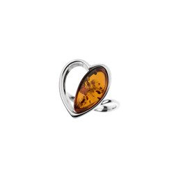 Silver ring with amber