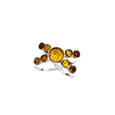 Silver ring with amber