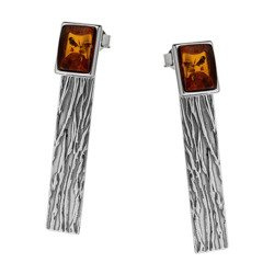 Silver earrings with amber