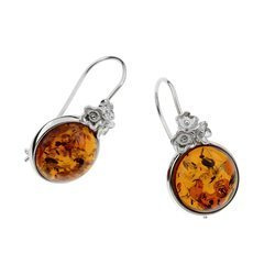 Silver earrings with amber