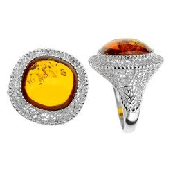 Silver ring with amber