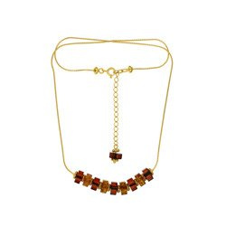 Silver necklace with amber