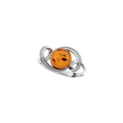 Silver ring with amber