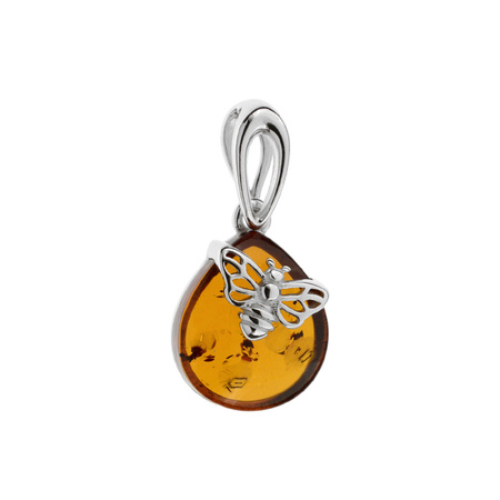 Silver pendant with amber