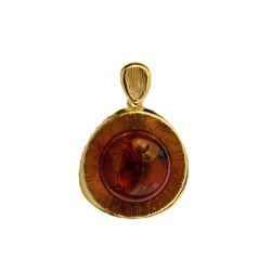 Silver pendant with amber