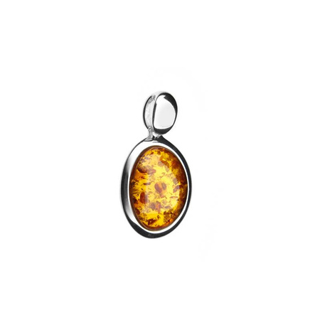 Silver pendant with amber